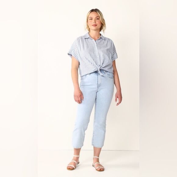Draper James RSVP Linen Cotton Blend Relaxed Button Down Shirt Womens Size L - Picture 1 of 8